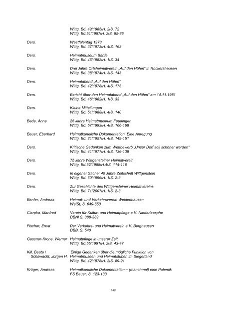 Bibliographie Wittgenstein - Wittgensteiner Heimatverein e.V.