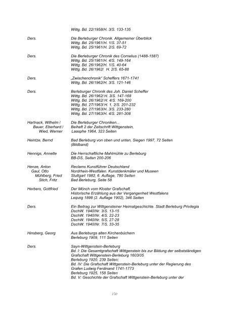 Bibliographie Wittgenstein - Wittgensteiner Heimatverein e.V.