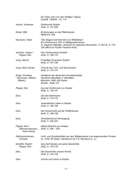 Bibliographie Wittgenstein - Wittgensteiner Heimatverein e.V.