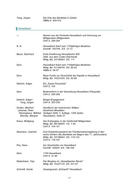 Bibliographie Wittgenstein - Wittgensteiner Heimatverein e.V.