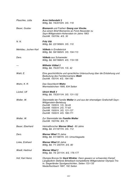 Bibliographie Wittgenstein - Wittgensteiner Heimatverein e.V.