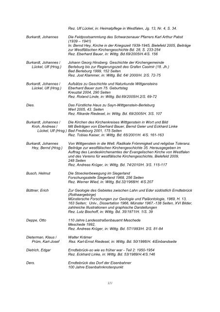 Bibliographie Wittgenstein - Wittgensteiner Heimatverein e.V.