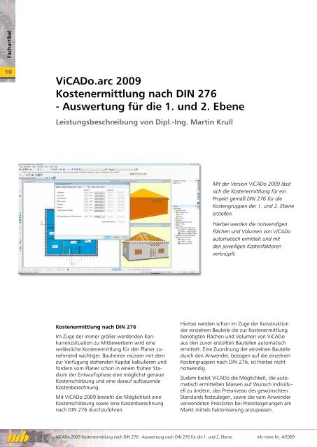 ViCADo.arc 2009 Kostenermittlung nach DIN 276 - mb AEC ...