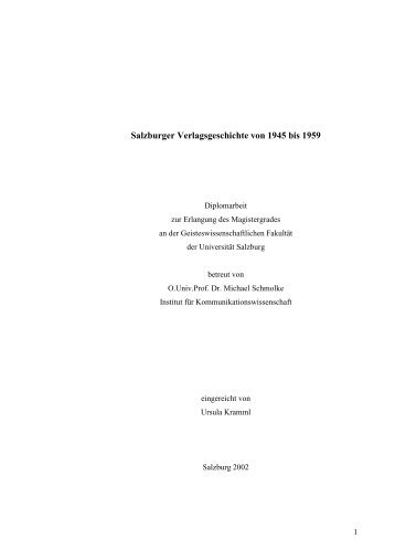 Diplomarbeit Ursula Kramml - Wiener Stadt- und Landesbibliothek