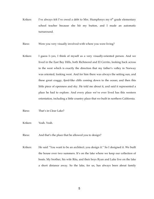 ORAL HISTORY OF JOHN LUND KRIKEN Interviewed by Suzanne ...