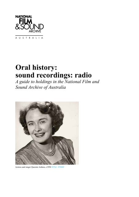 Oral history sound recordings radio