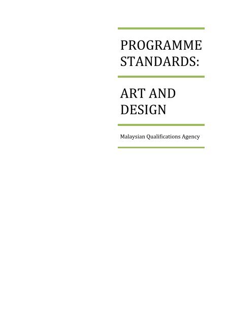 PROGRAMME STANDARDS: ART AND DESIGN - MQA