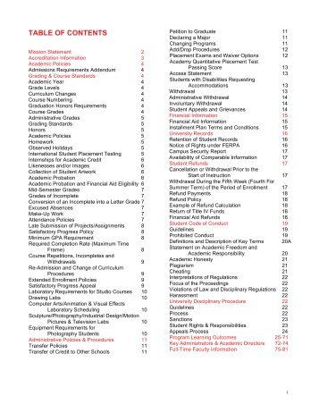 TABLE OF CONTENTS - Academy of Art University