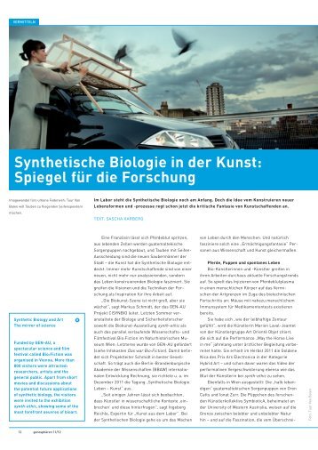 Synthetische Biologie in der Kunst: Spiegel für die ... - Markus Schmidt