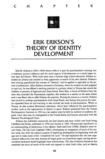 ERIK ERIKSON'S THEORY OF IDENTITY DEVELOPMENT