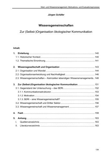 Wissensgemeinschaften Zur (Selbst-)Organisation ökologischer ...