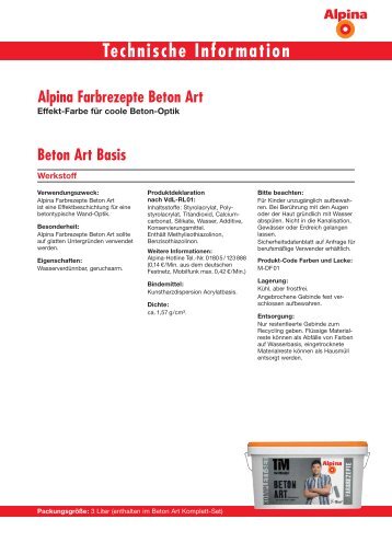 Technische Information BETON ART Basis - Alpina