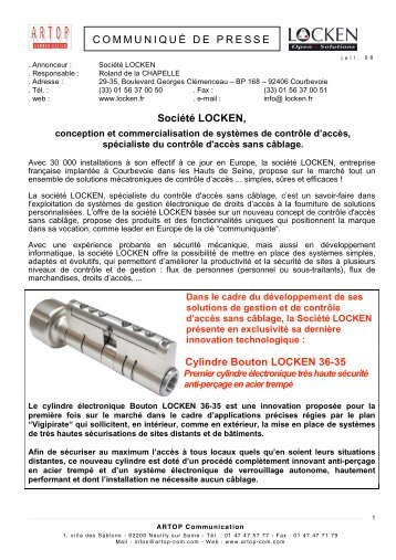 Cylindre Bouton LOCKEN 36-35 - DECIDEUR.COM SA Interface d ...