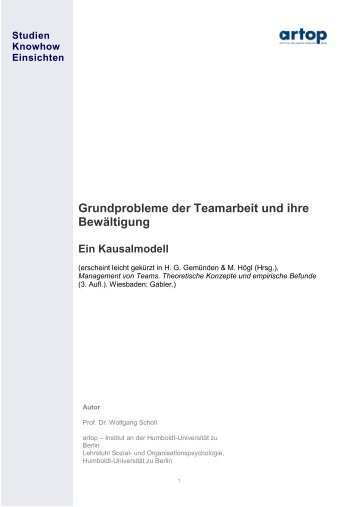 Grundprobleme der Teamarbeit und ihre Bewältigung