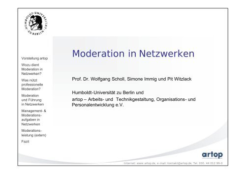 Moderation in Netzwerken - Institut an der Humboldt-Universität zu ...