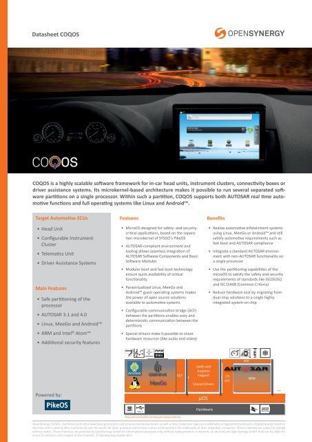 Datasheet COQOS - OpenSynergy