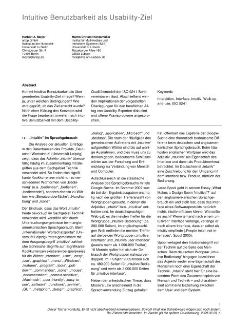Intuitive Benutzbarkeit als Usability-Ziel - ekphorie.de