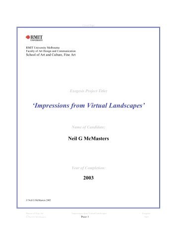 'Impressions from Virtual Landscapes' - RMIT Research Repository ...