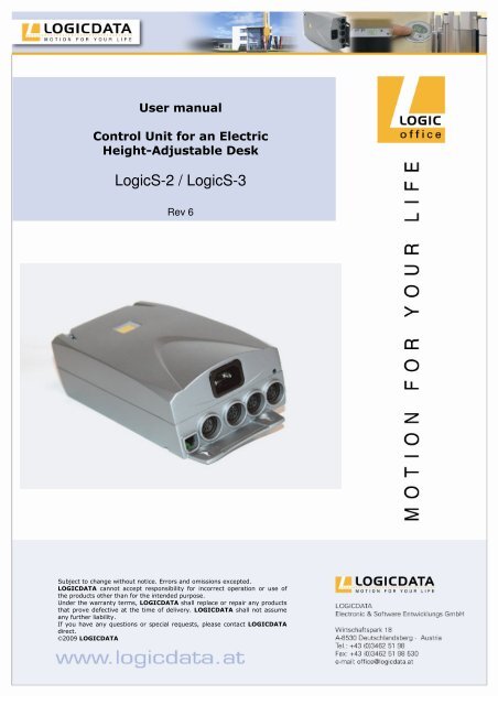 4. Operating the LogicS control unit - LOGICDATA