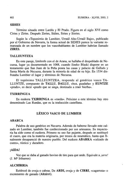 toponimia y léxico vascos de lumbier/irunberri - Euskaltzaindia