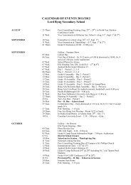 Calendar Of Events 2011-2012 - Lord Byng Secondary School