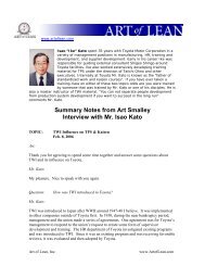 Summary Notes from Art Smalley Interview with Mr. Isao ... - Art of Lean