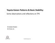 Toyota Kaizen Patterns & Basic Stability: - Art of Lean