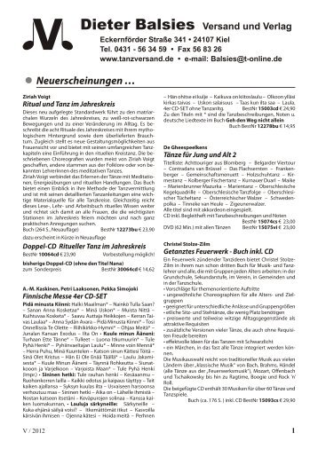 Neuerscheinungen … - Tanzversand, Dieter Balsies