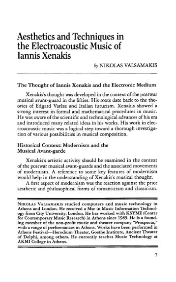 Aesthetics and Techniques in the Electroacoustic Music of Iannis ...