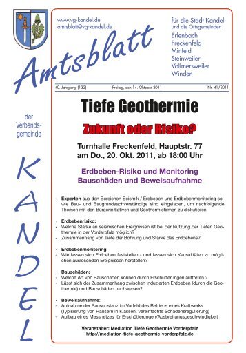 Tiefe Geothermie - Verbandsgemeinde Kandel