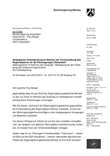 Bezirksregierung Münster per E-Mail Bezirksregierung Düsseldorf ...