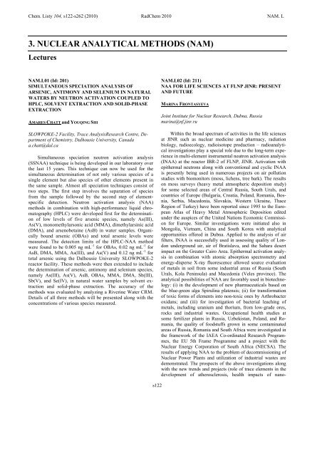 3. NUCLEAR ANALYTICAL METHODS (NAM) NAM