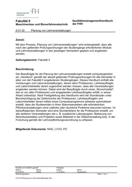 QM-Handbuch - Hochschule Hannover