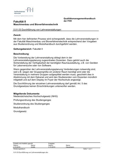 QM-Handbuch - Hochschule Hannover