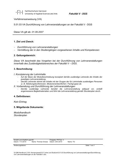 QM-Handbuch - Hochschule Hannover