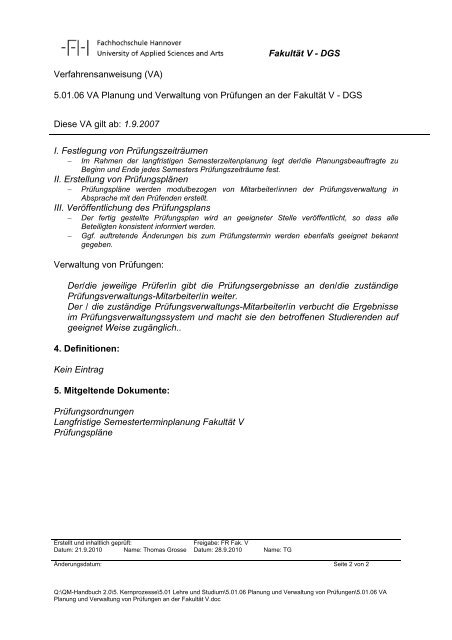 QM-Handbuch - Hochschule Hannover