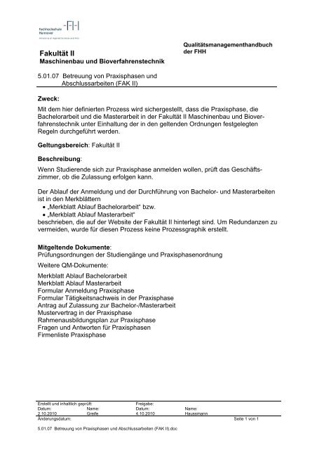 QM-Handbuch - Hochschule Hannover