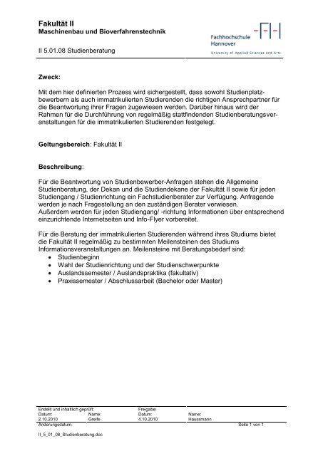 QM-Handbuch - Hochschule Hannover