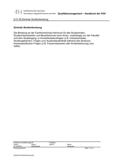 QM-Handbuch - Hochschule Hannover