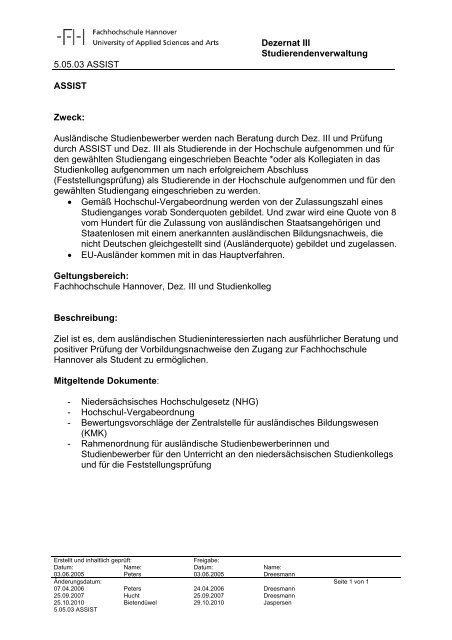 QM-Handbuch - Hochschule Hannover