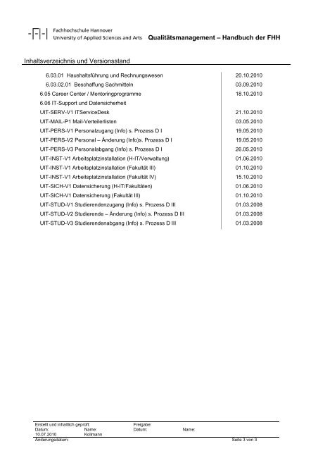 QM-Handbuch - Hochschule Hannover