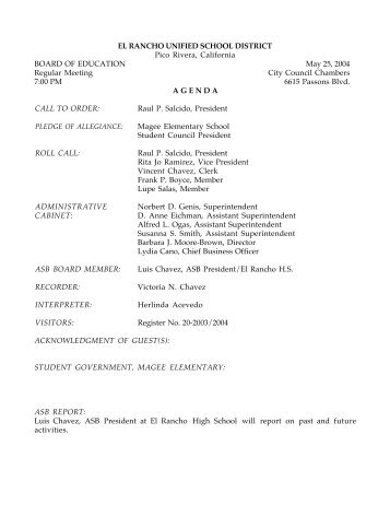 5-25-04agenda - El Rancho Unified School District