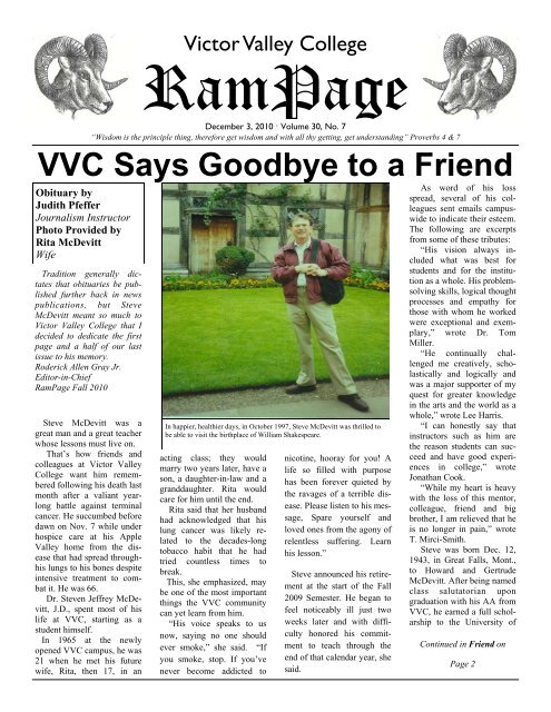 RamPage Issue 7 - Victor Valley College