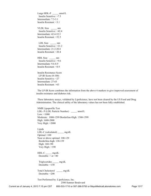 Sorted By Test Name - Mayo Medical Laboratories