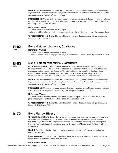 Sorted By Test Name - Mayo Medical Laboratories