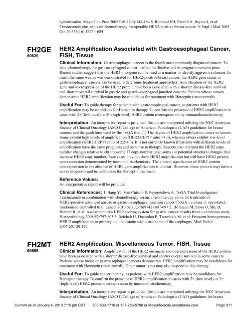 Sorted By Test Name - Mayo Medical Laboratories