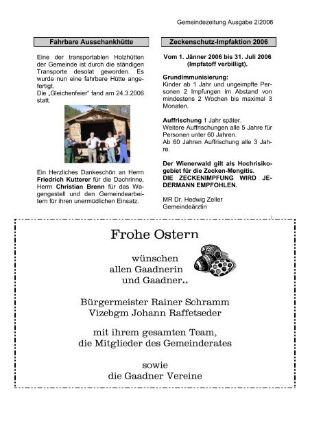 Sonntag, 18. Juni 2006 15.00 Uhr - Gemeinde Gaaden