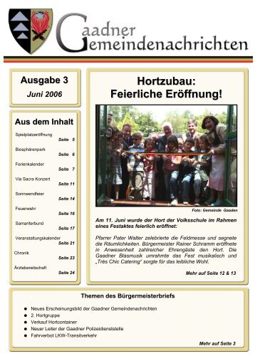 Hortzubau: Feierliche Eröffnung! - Gemeinde Gaaden