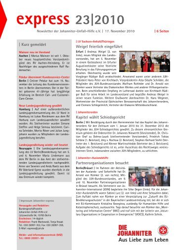 express 23|2010 – Newsletter der Johanniter-Unfall-Hilfe eV