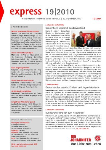 express 19|2010 – Newsletter der Johanniter-Unfall-Hilfe eV